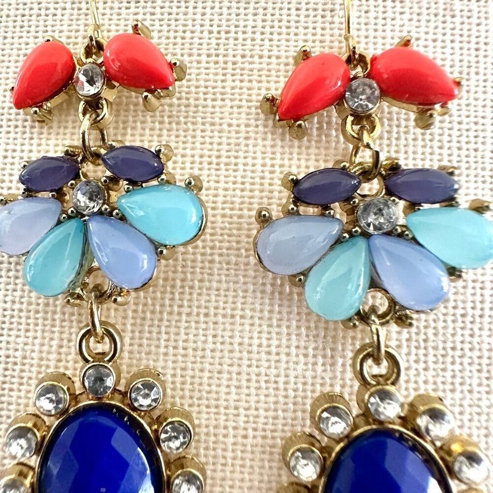 Colorful drop statement earrings - Picture 5 of 8